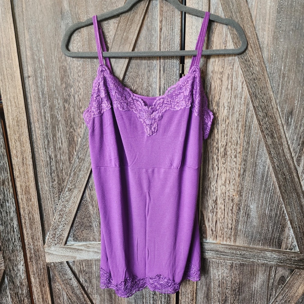 Lane Bryant Tank Top Women's Size 14/16 Purple Lace Trim Adjustable Strap Y2K